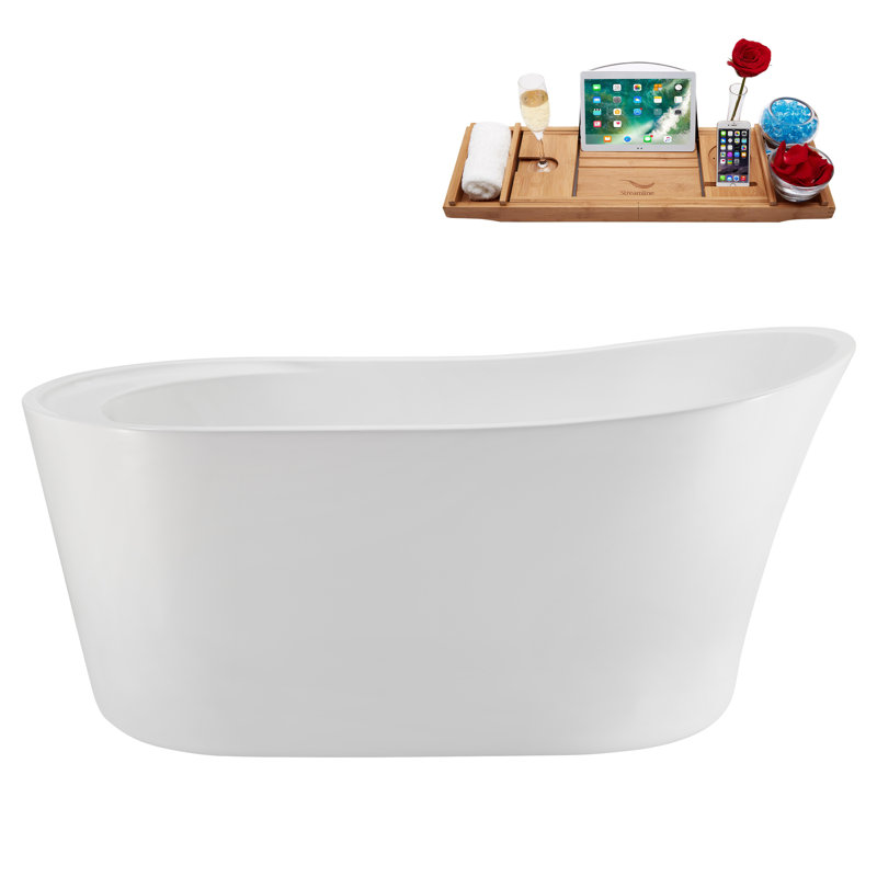 Baignoire autoportante 59 "avec drain interne Streamline, Noir mat
