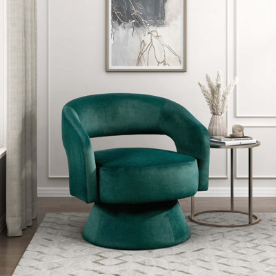 Fauteuil rembourré en velours avec base ronde
