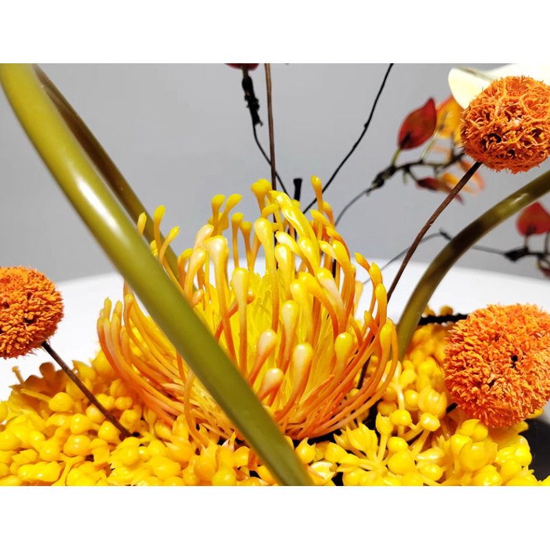 Handmade Artificial Floral Greenery Miniature Landscape In Ceramic Planter