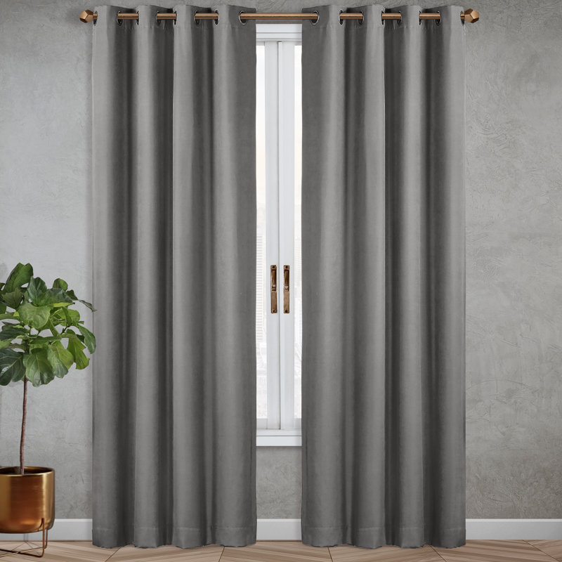 Crellin Blackout Curtain Single Panel, Gray, 52" W x 84" L
