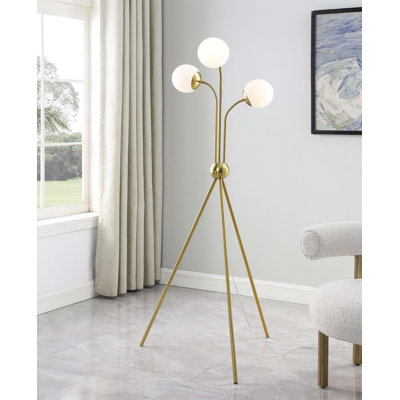 Lampe trépied 66 po avec ampoule sphérique doré