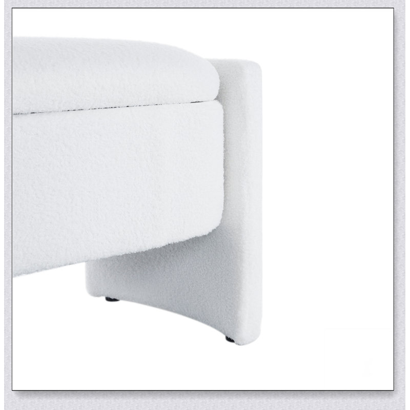 Élégant banc de rangement avec repose-pieds long avec design simple et grand, blanc