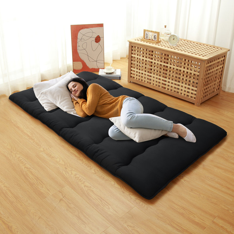 Matelas de futon japonais, Lit simple, Noir, noir, noir, noir