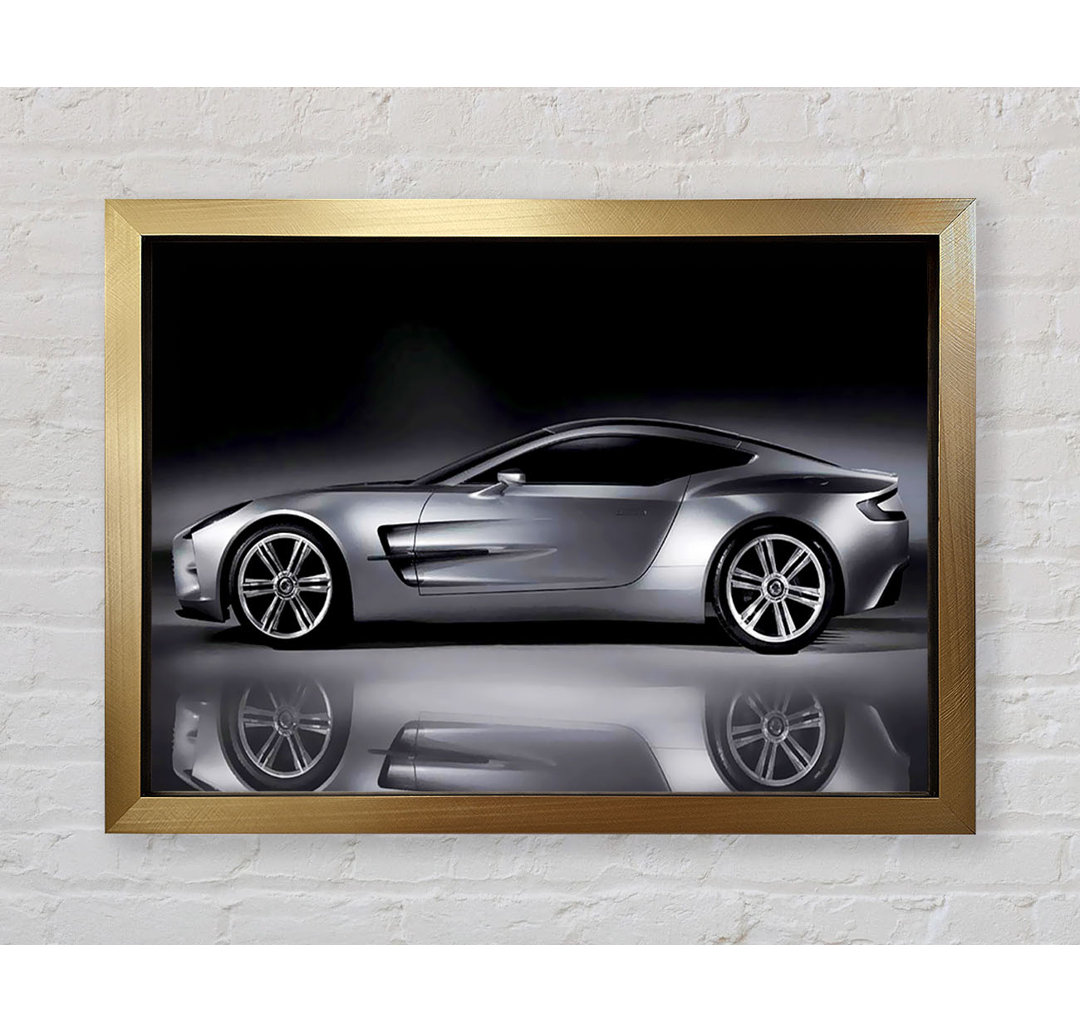 Aston Martin DB9 Silver Side Profile - Einzelner Bilderrahmen Kunstdrucke