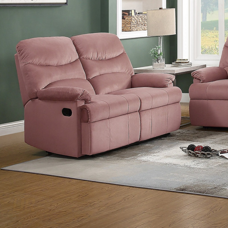 Causeuse inclinable manuelle luxueuse en velours 2 places avec accoudoirs moelleux pour un salon confortable