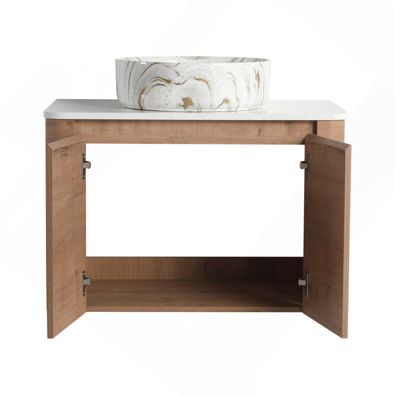 30"Wall-Mounted Bathroom Vanity With Ceramic