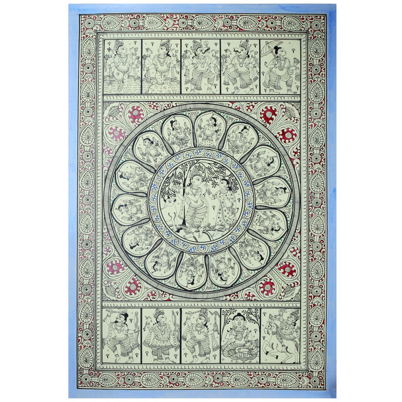 Radha Krishna au centre avec Dashavatara de Vishnu