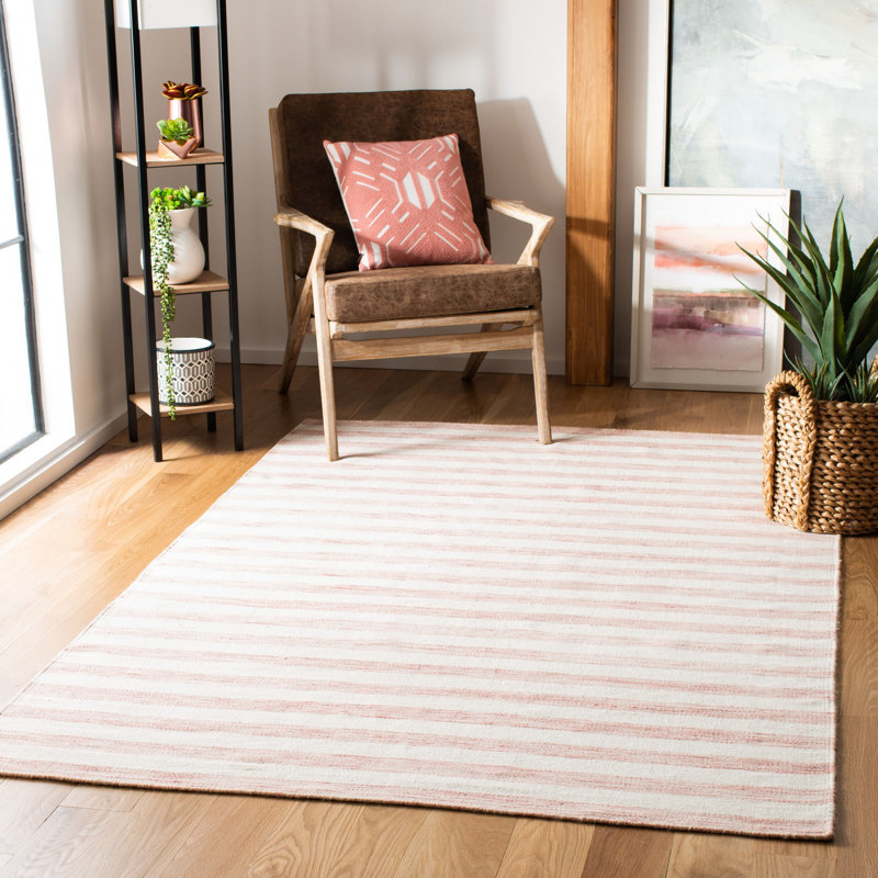 Tapis rayé en laine / coton tissé à la main Emek, Rectangle 4 pi x 6 pi