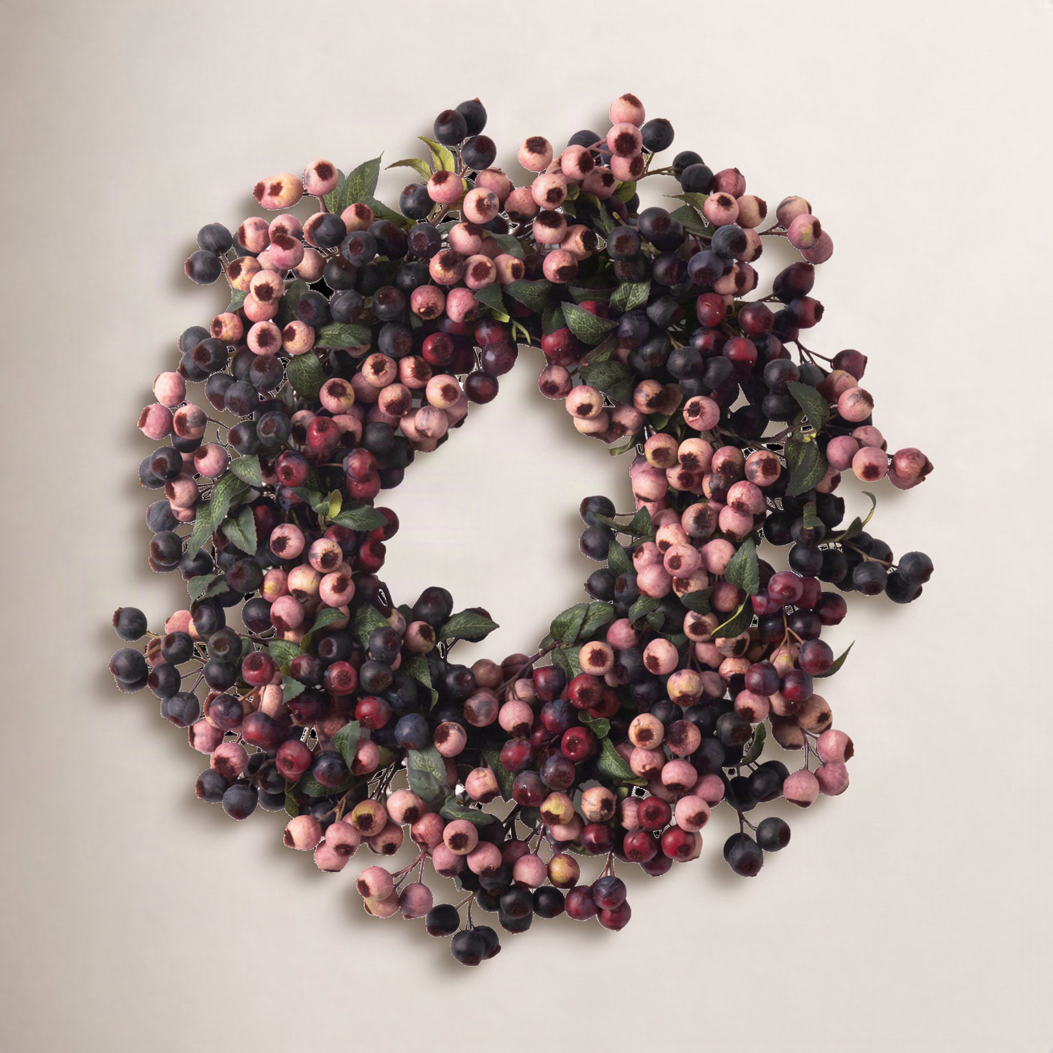 Thanksgiving Faux Berry Silk Wreath, 26" H x 26" W x 6" D