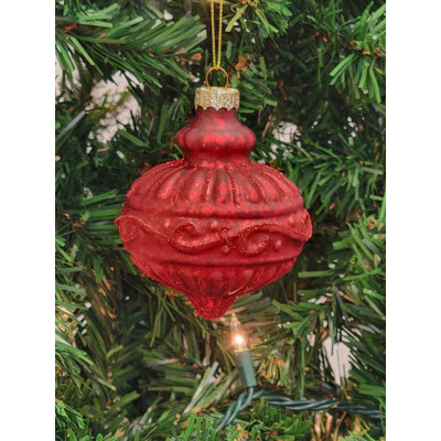  Red Round Christmas Glass Ornament F07M7-20-LH76-24108
