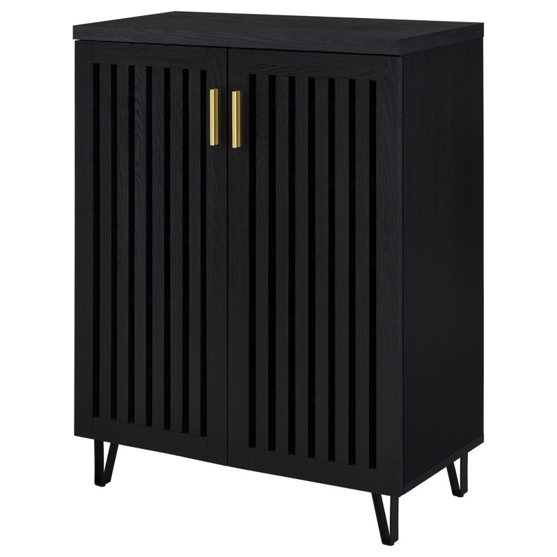 Clackamas Black 2-Door Storage Cabinet, Black/Gold