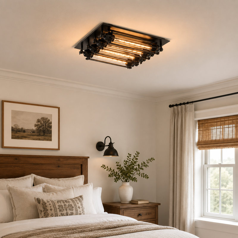 18.5" Industrial Steampunk Flush Mount Vintage Ceiling Light