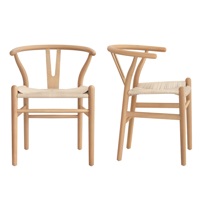 Wagner Woven Solid Wood Dining Chairs, Light Natural Color