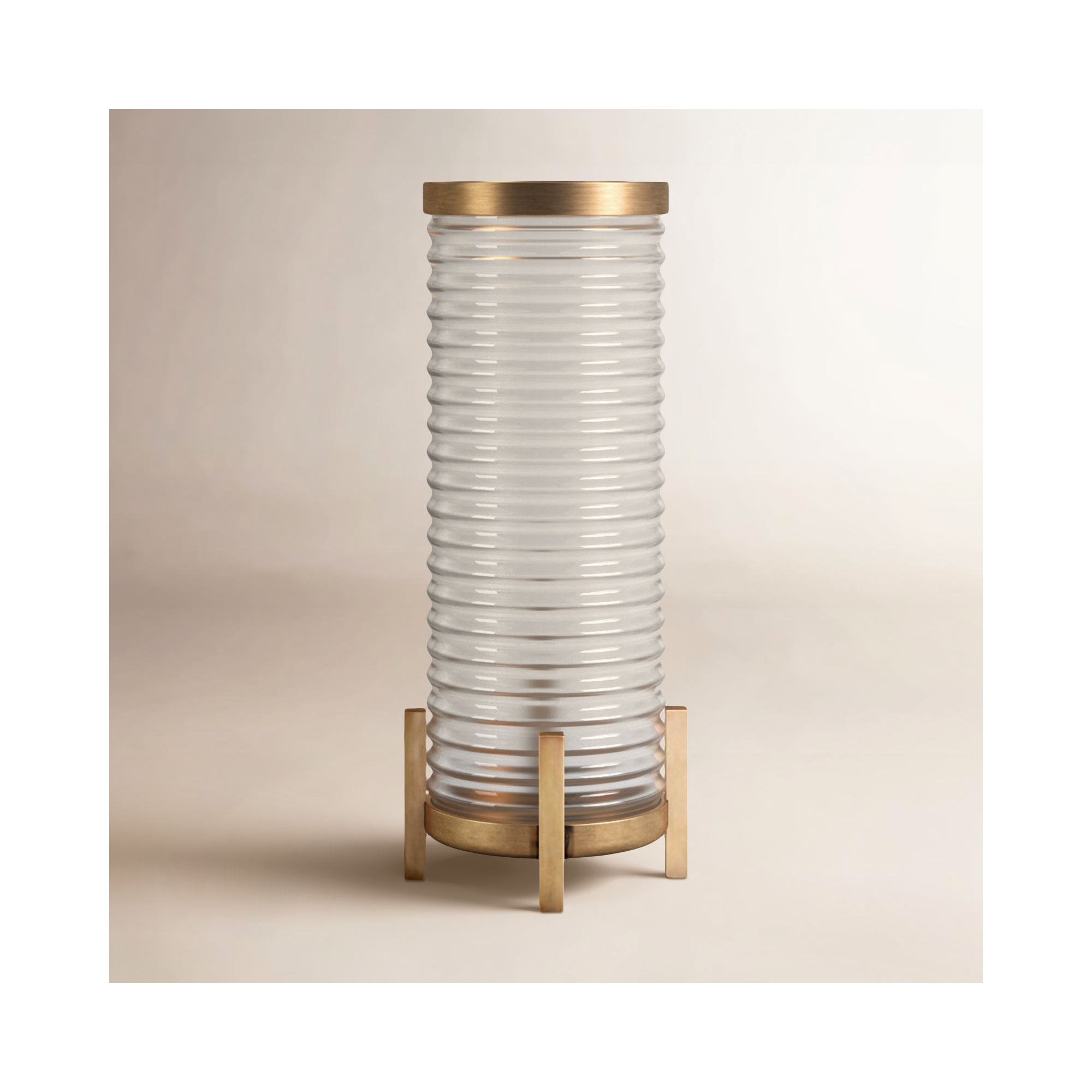Naja Glass and Brass Tabletop Hurricane