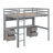 Full Size Wooden Loft Bed With Under-Bed Desk,Charging Station And Cabinets,Drawers And Bedside Tray-1361733205