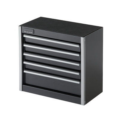8.6 - Inch Black Metal Tool Box With 5 Drawers, Great For Desk Storage, Organize Small Items, Built In Padding Protection Portable Suitable And Bedroom, Multi Functional Smooth Drawer Tracks