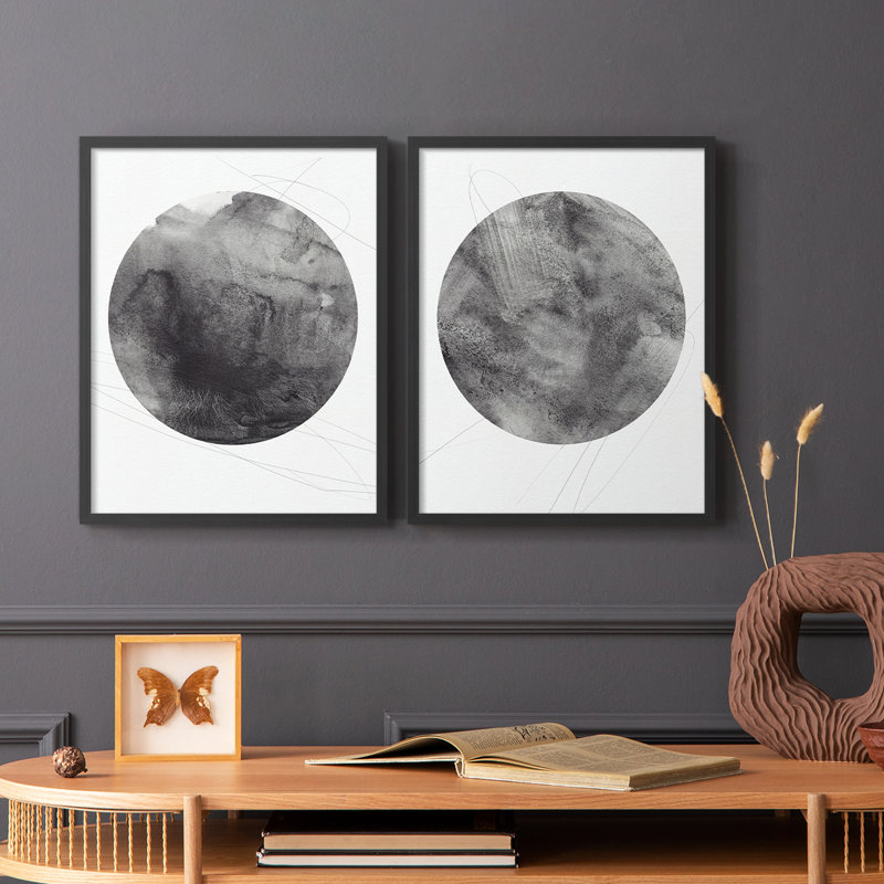 Graphite Moon I-Premium, reproduction encadrée prête à accrocher - aucun clou requis - aucun clou requis, H 21 po x l 34 po