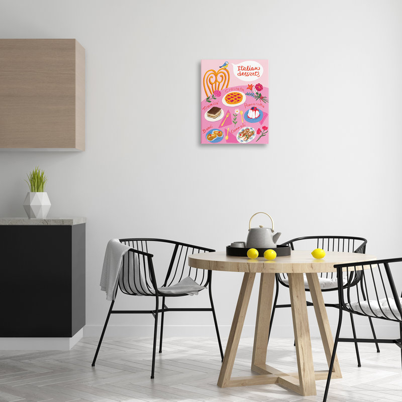  Art italien sur toile, "Italian Desserts Table" par Be Ni La, H 20 po x l 16 po