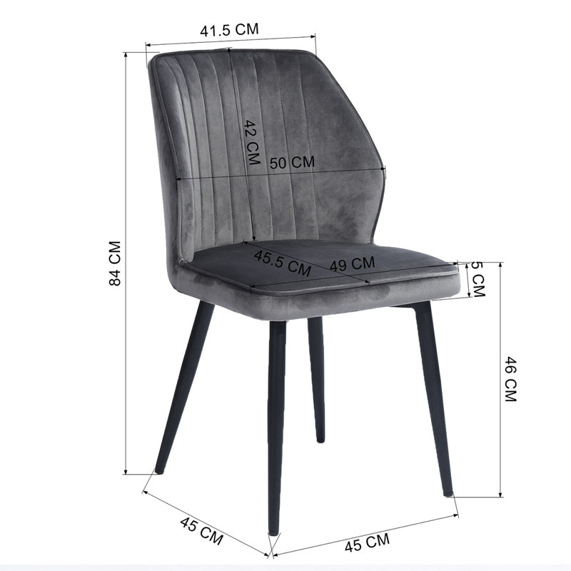 Alarcon 46cm H Tufted Cotton Upholstered Wing Back Side Chair, Grey