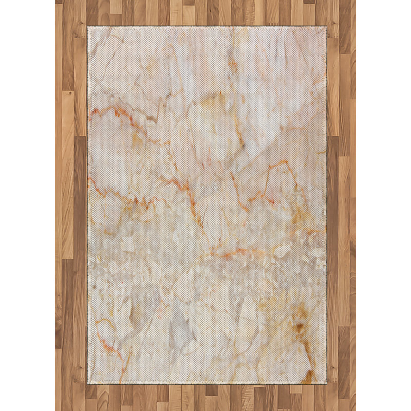 Marble Print High Density Long Fiber Poly Threads Decorative Area Rug Carpet, Rectangle 4' x 5'8"
