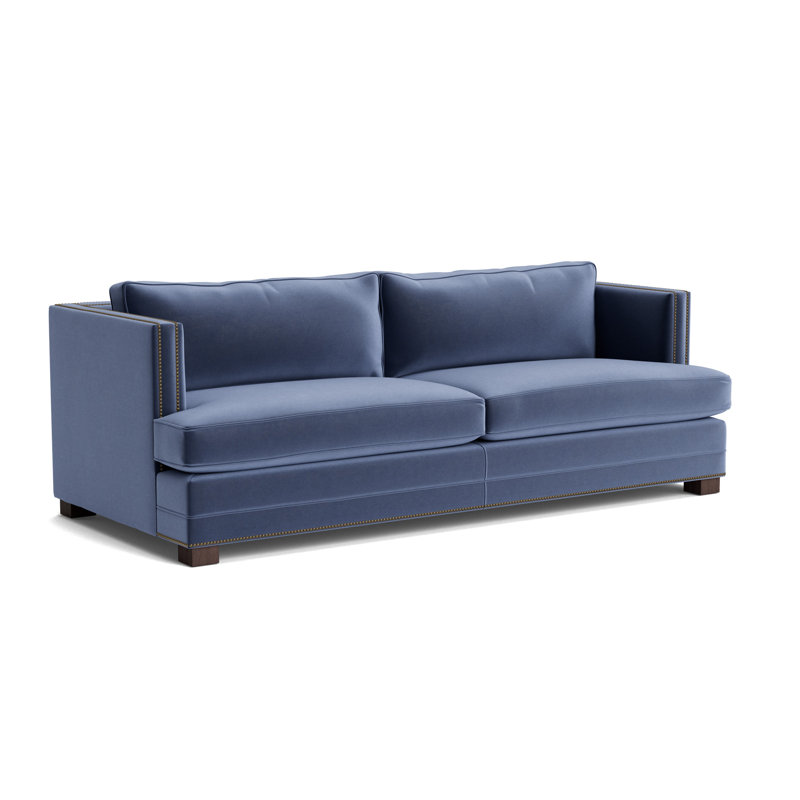 Keaton With Nails 84 Sofa, Antique Brass, Performance Velvet - Indigo, Java