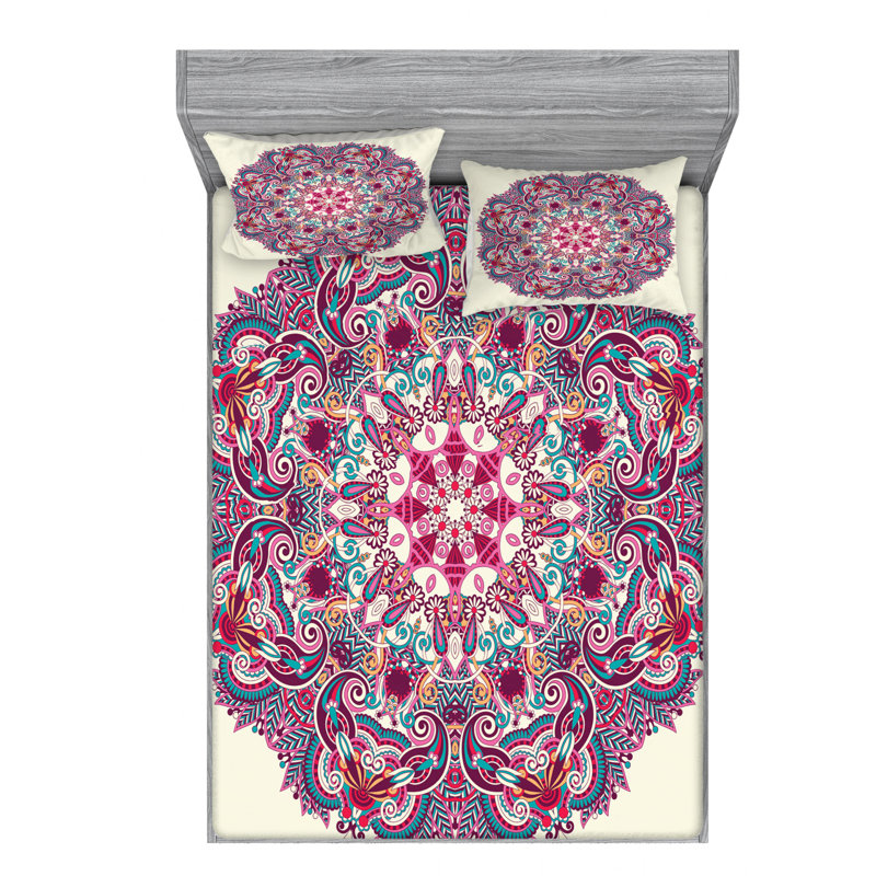Microfiber Floral Sheet Set, Queen Sheet Set with Fitted Sheet