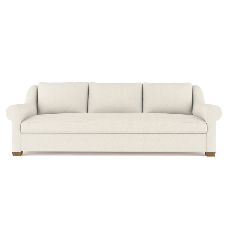 Thompson Rolled Slope-Arm Sofa, Box Weave Linen Alabaster, 32" H x 108" W x 46" D, Weathered