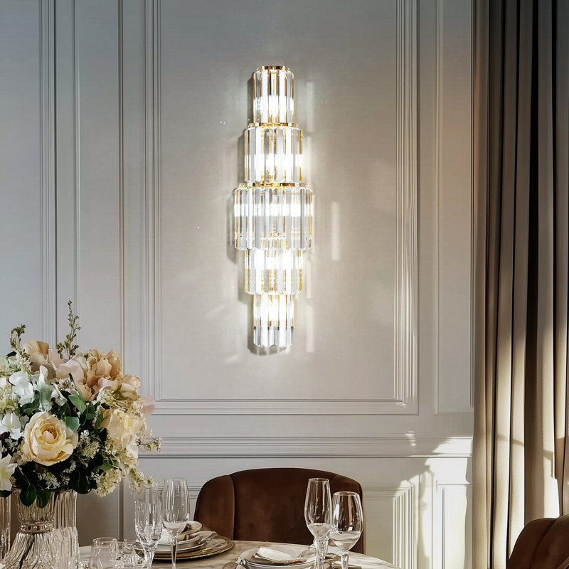 Applique murale en cristal avec longs cristaux oblongs, H 30,71 po x l 7,87 po x P 4,72 po, 5 lumières, 23