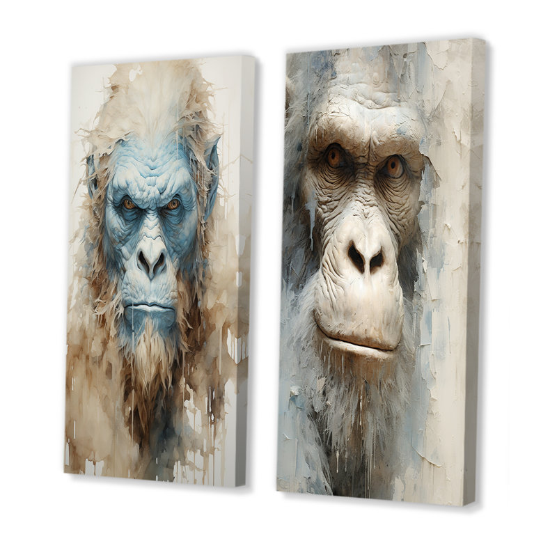 Portrait de Bigfoot - ensemble de 2 décorations murales Bigfoot, H 28 po x l 25 po, Toile tendue