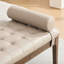Banc capitonné à boutons avec appui-tête et pieds en noyer foncé-905773557-905773558