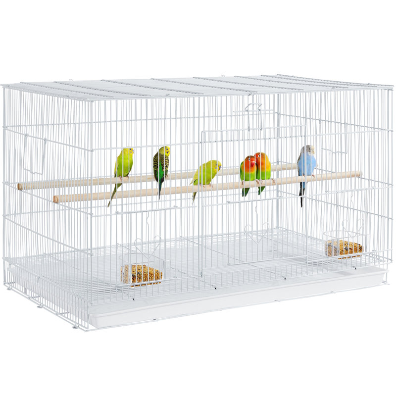 46cm Iron Flat Top Table Top Bird Cage with Perch, White