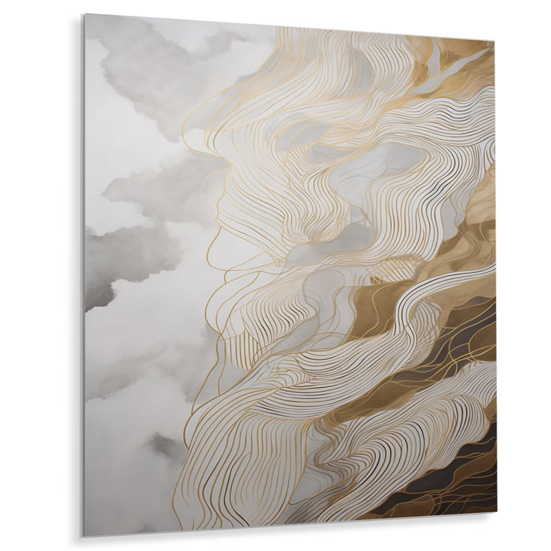Décoration murale abstraite dorée et grise III - Minimalisme, H 20 po x l 12 po