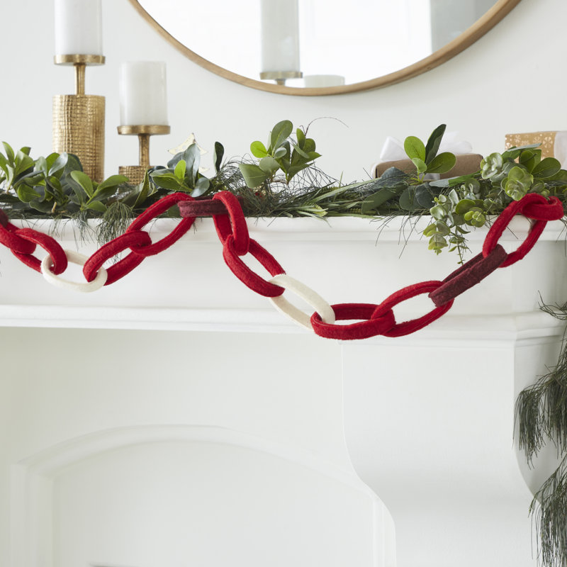 Hand Felted Wool Christmas Garland - Loop Chain - 6', Green