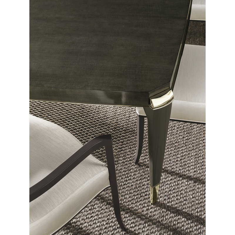 Caracole Classic Extendable Solid Wood Base Dining Table, Sealskin