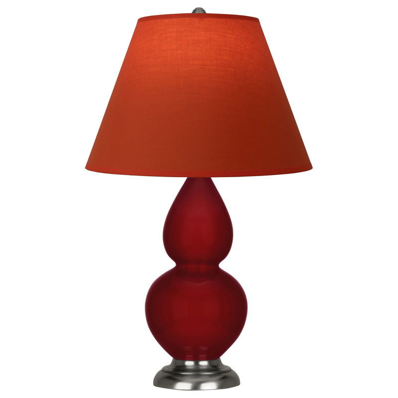 Petite lampe d'appoint à double gourde, Rouge / argent antique, Marron