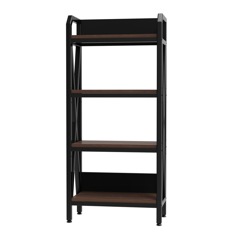 Étagères de rangement polyvalentes à 4 niveaux de 56,23 po, métal et bois, cuisine, garage, salle de bain, finition contemporaine, étagères réglables