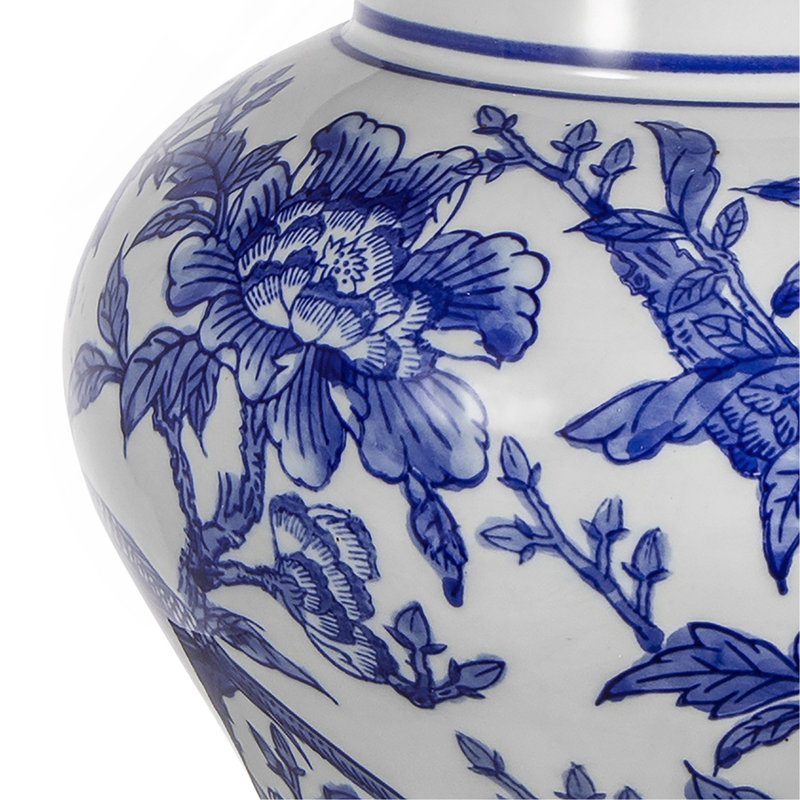 D12x19.3" Blue And White Ceramic Vase Lamp