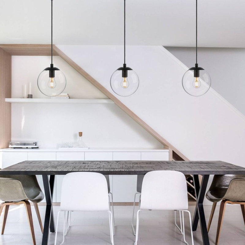 Luminaire suspendu en forme de globe suspendu à 1 lumière Kitchen Modern, Noir mat