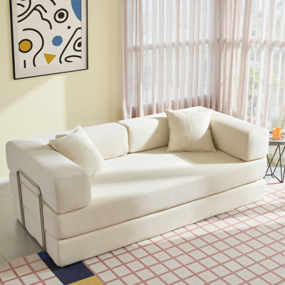 78''Convertible Floor Sofa Bed - With Pillow Back Support Armrest - Comfy Foldable Sofa Bed Compressed Sofa In Box - Corduroy Fabric - For Living Room Bedroom