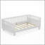 Lit plateforme simple en bois pour enfants, lit simple en bois à profil bas avec rails pour filles et garçons, blanc-129230713-129230714