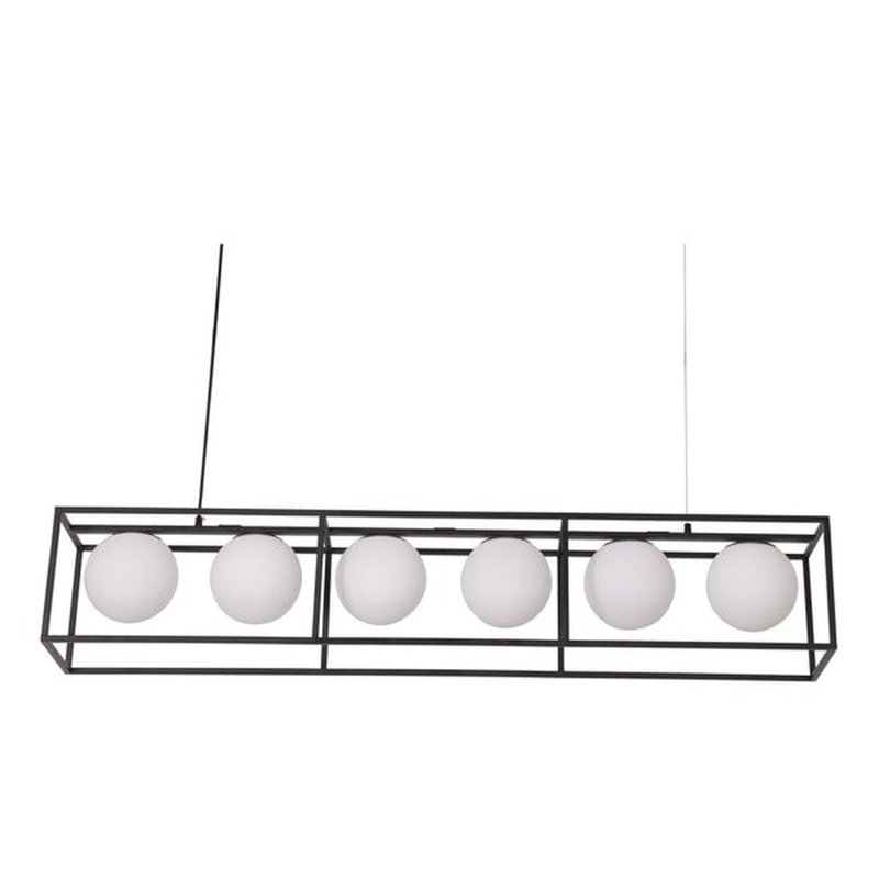 Lustre carré / rectangulaire à îlot de cuisine à intensité variable Lurlee, H 32 po x l 15 po x P 15 po, Noir mat