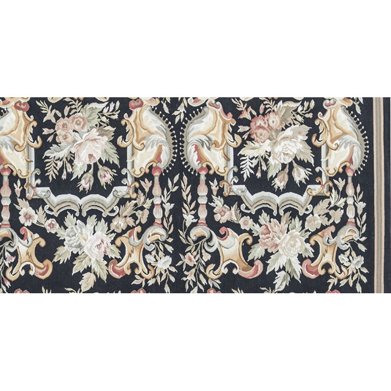 Tapis noir et noir de haute qualité noué à la main