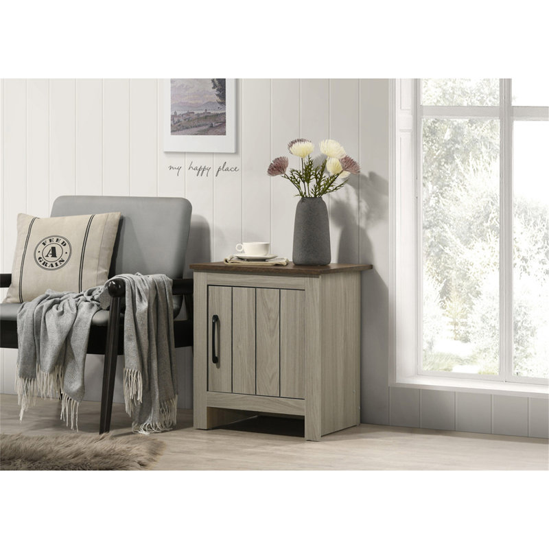 Table de bout l 16 po, table d'appoint, table de chevet avec porte d'armoire, chêne gris