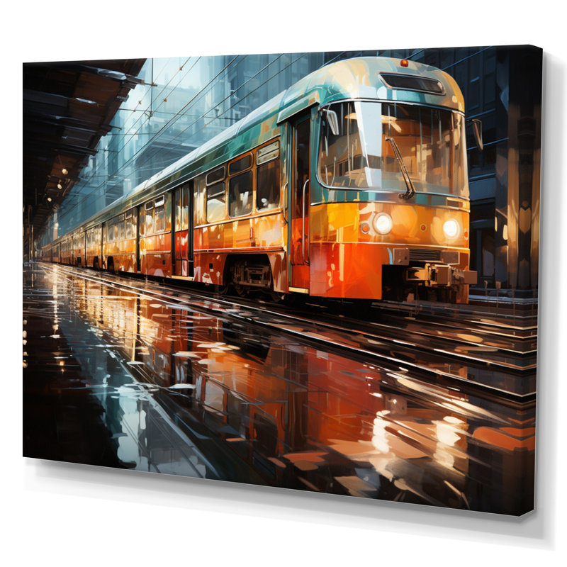 Abstracted Train Reflections II - Transportation Wall Art Prints, Toile tendue, H 12 po x l 20 po x P 1 po