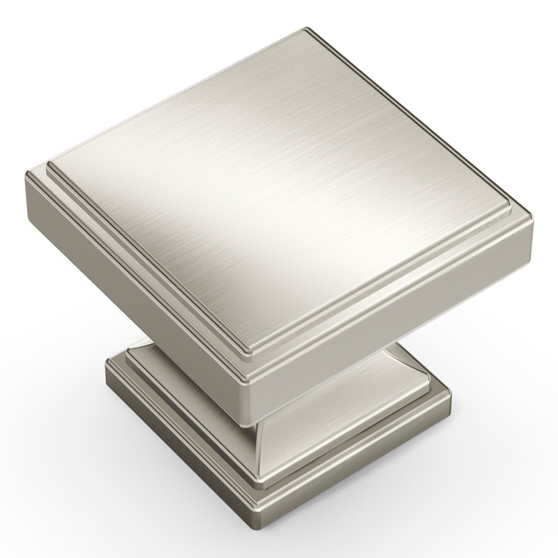 Poignée carrée collection Brownstone - bouton d'armoire nickel satiné 1-3 / 8 "x 1-3 / 8" - Quincaillerie transitionnelle pour tiroirs et armoires