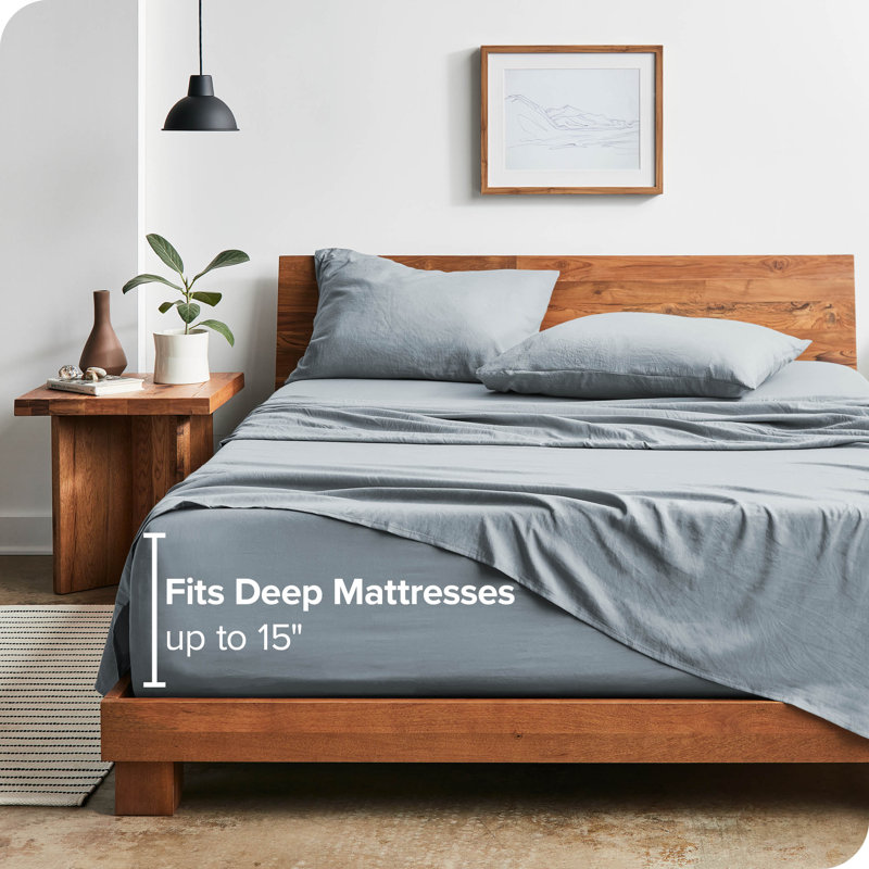 Dusty Blue Twin Sandwashed Microfiber Deep Pocket Sheet Set