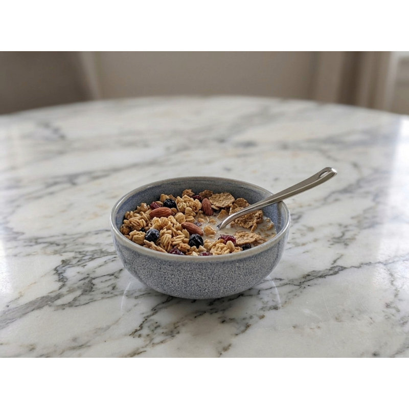 Reactive Ash Blue Glaze Dinnerware Cereal Bowl 6pc Set 16cm