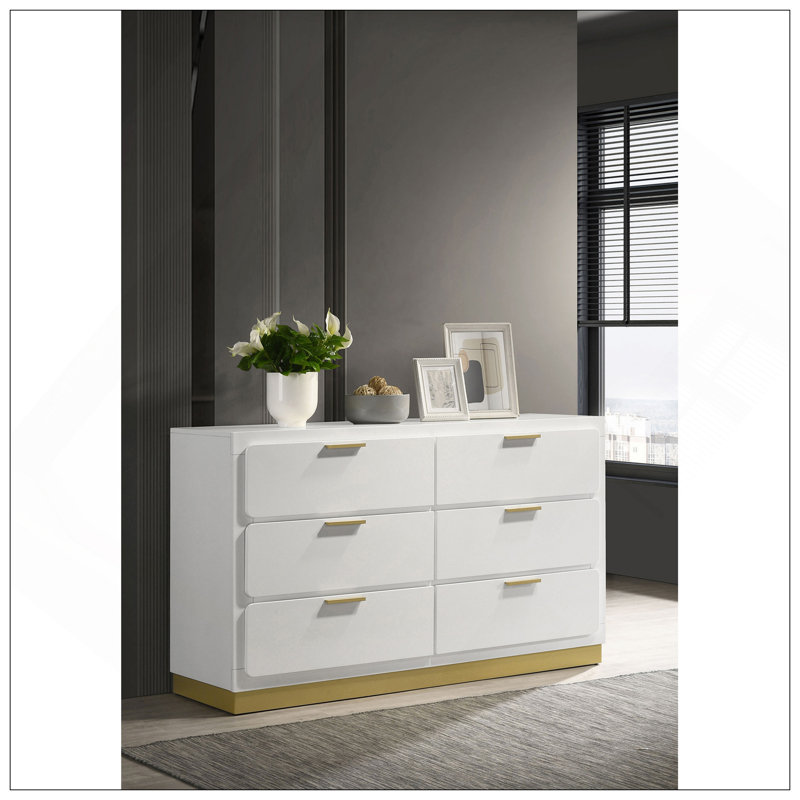 Commode 6 tiroirs Sophia, Blanc