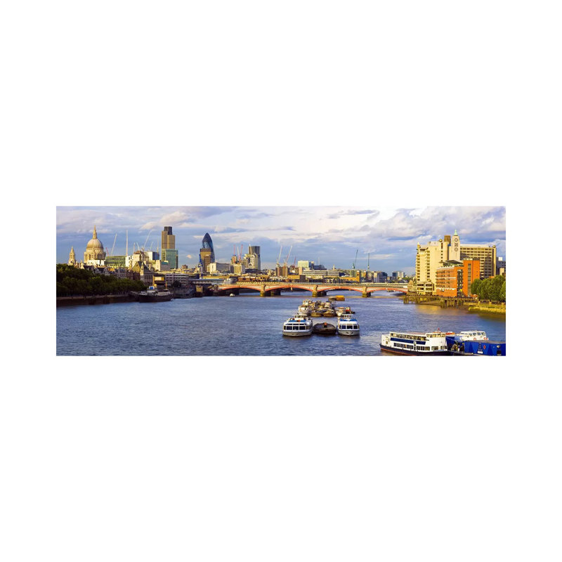 River Thames View Of The City Of London Skyline With Blackfriars Bridge, London, England, United Kingdom by Panoramic Images - Panoramic Gallery-Wrapped Canvas Giclée on Canvas