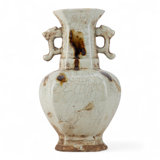 Crackle Glaze Porcelain Vase with Handles